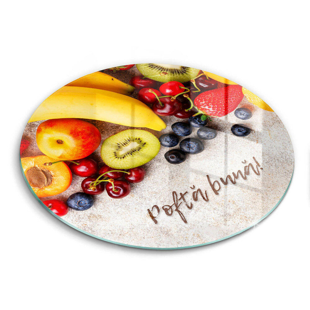 Tocător rotund de sticlă Fructe, Poftă bună!