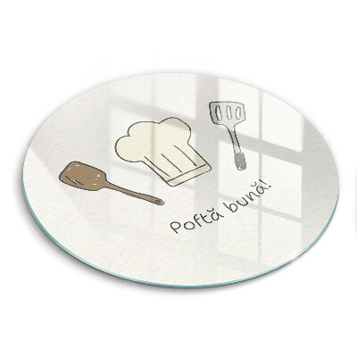 Tocător rotund de sticlă Poftă bună!