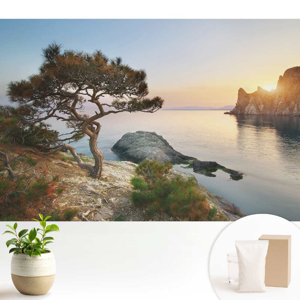 Apus de soare pitoresc peste stâncă