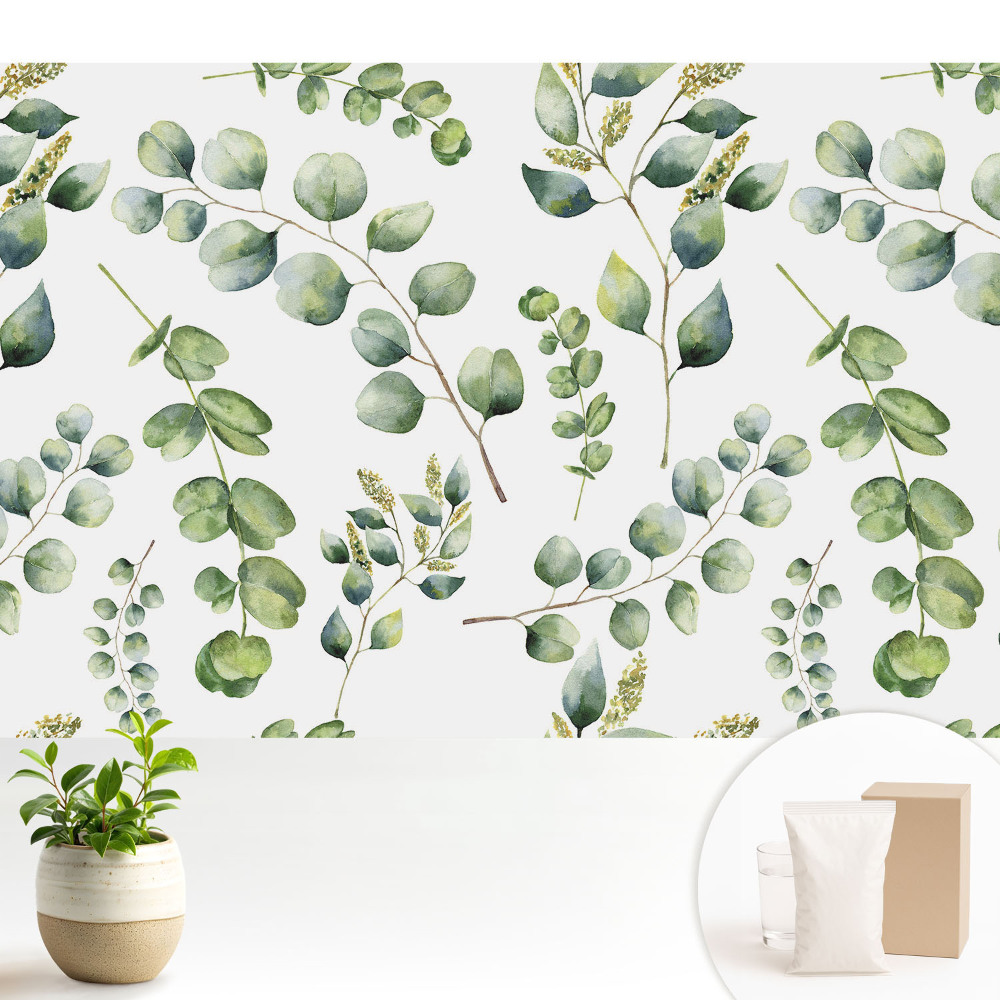 Model repetitiv de frunze de plantă în acuarelă