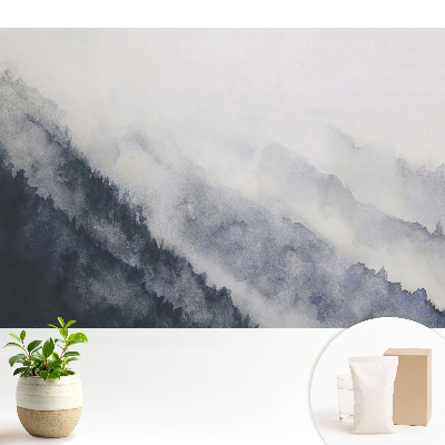 Acuarelă munți ceață armonie