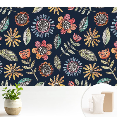 Mozaic de flori colorate cu frunze