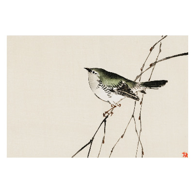 Pasăre pe o ramură în stil minimalist