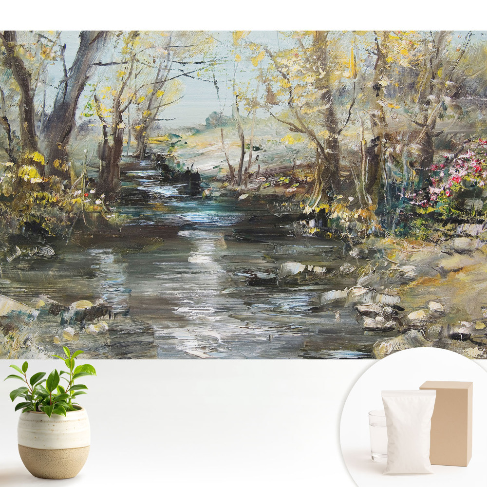 Un peisaj pitoresc de pădure cu un pârâu