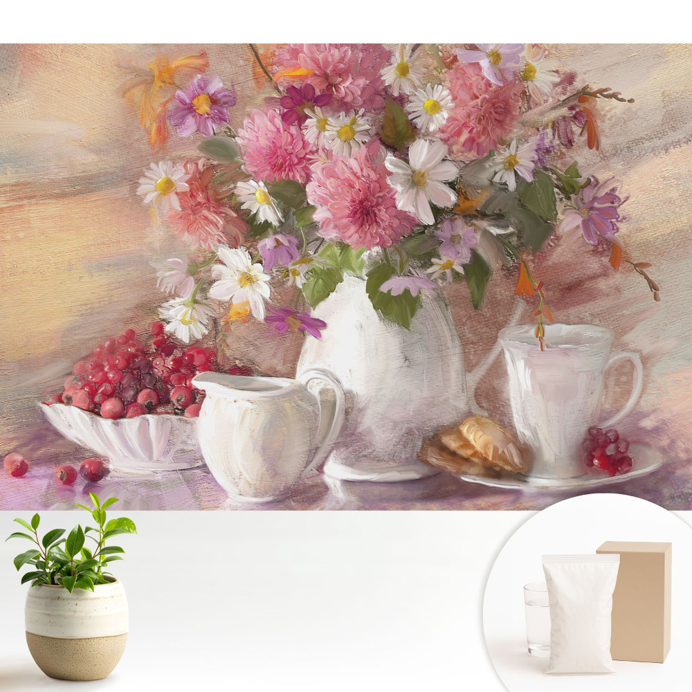 Un buchet de flori cu accesorii aranjate cu grijă