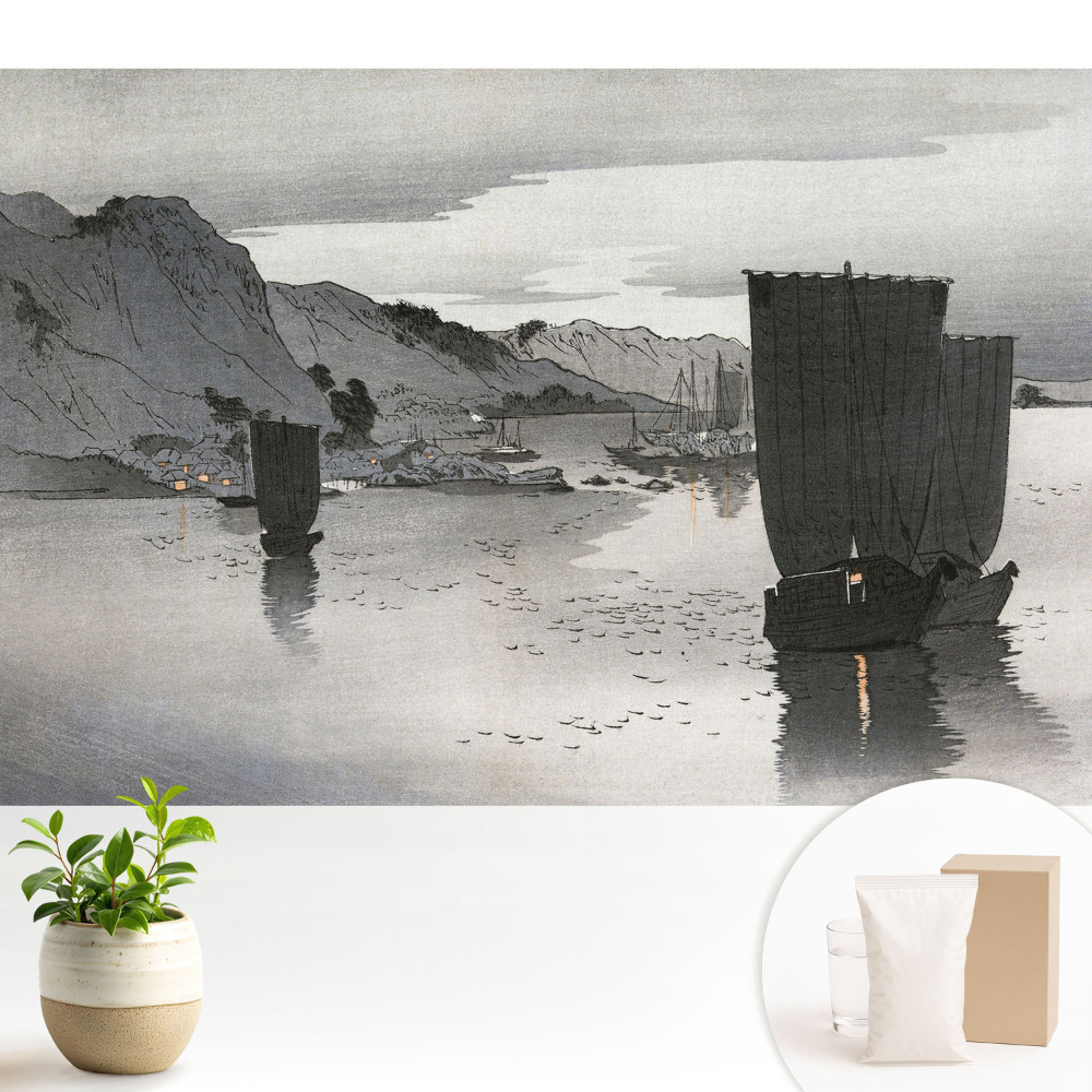 Vele și munți la amurg