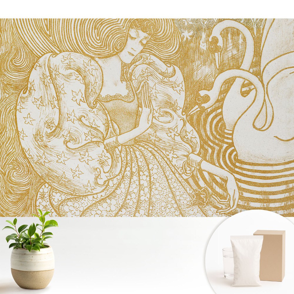 Femeie cu lebede în stil de basm