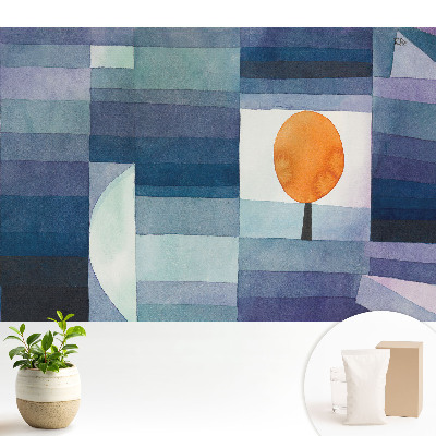 Portocaliu pe fundal albastru