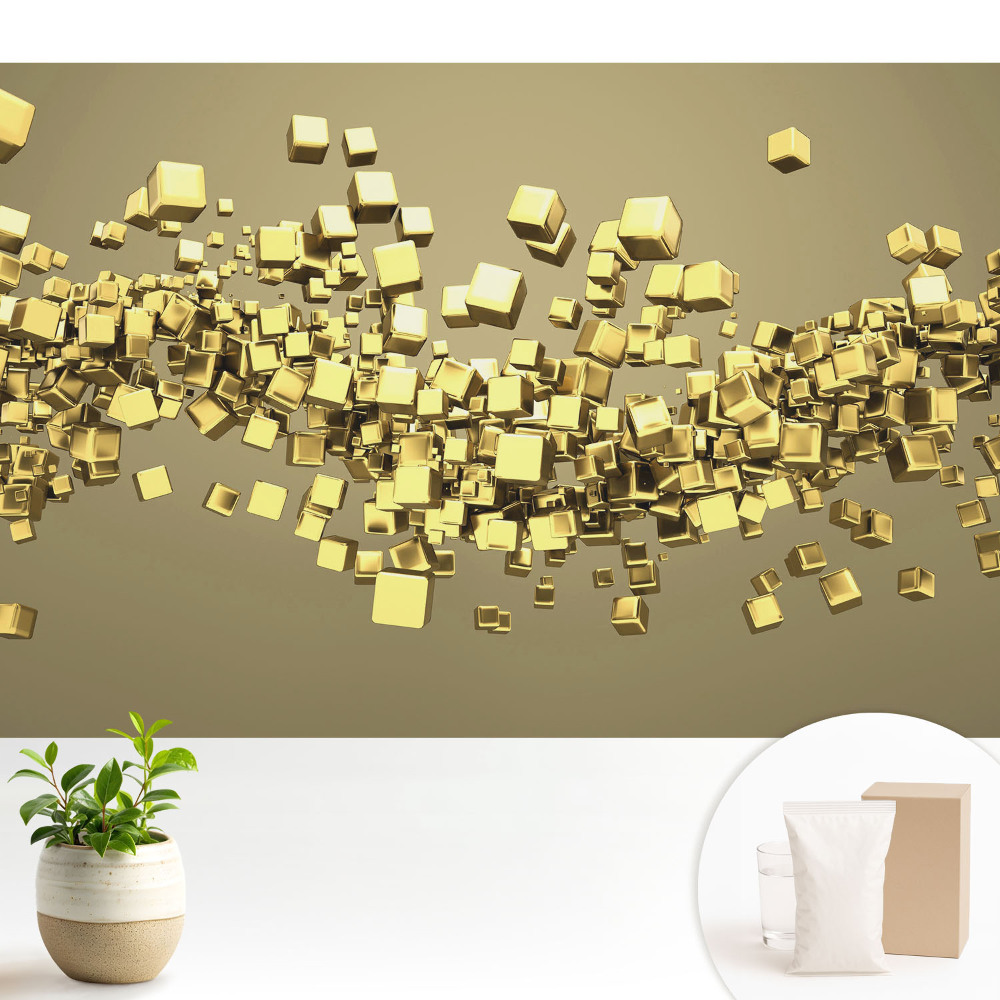 Cuburi galbene într-o formă dinamică