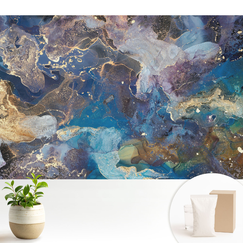 Abstracție cosmică în nuanțe de albastru și violet