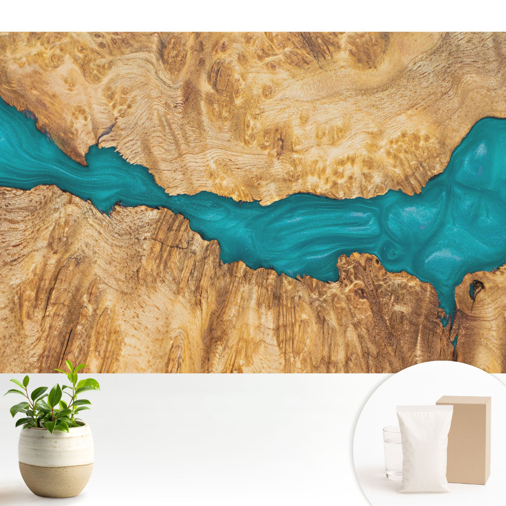 Rășină albastră și lemn natural