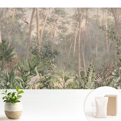 Temă naturală pastelată cu motiv de pădure tropicală