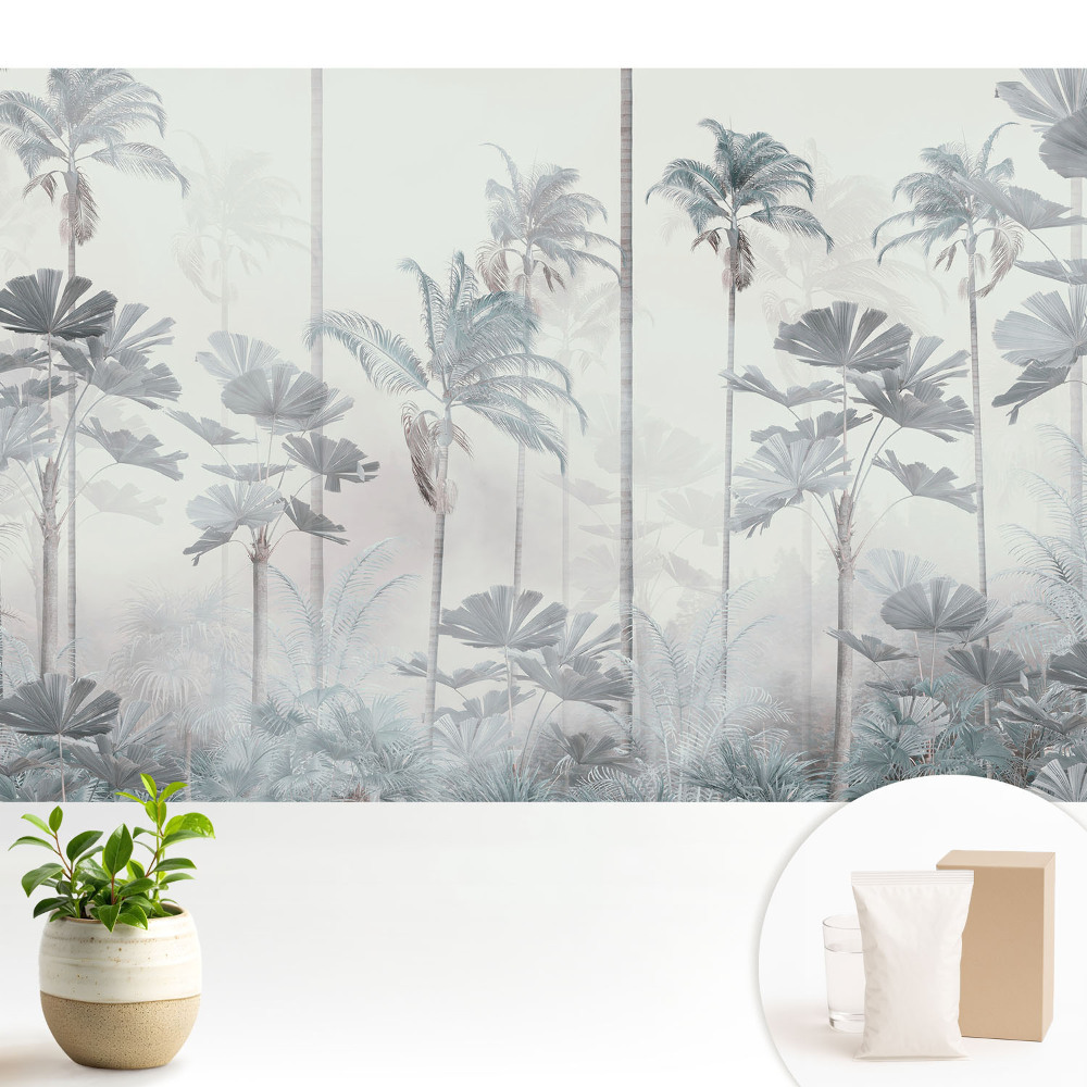 Palmieri exotici într-o ceață blândă