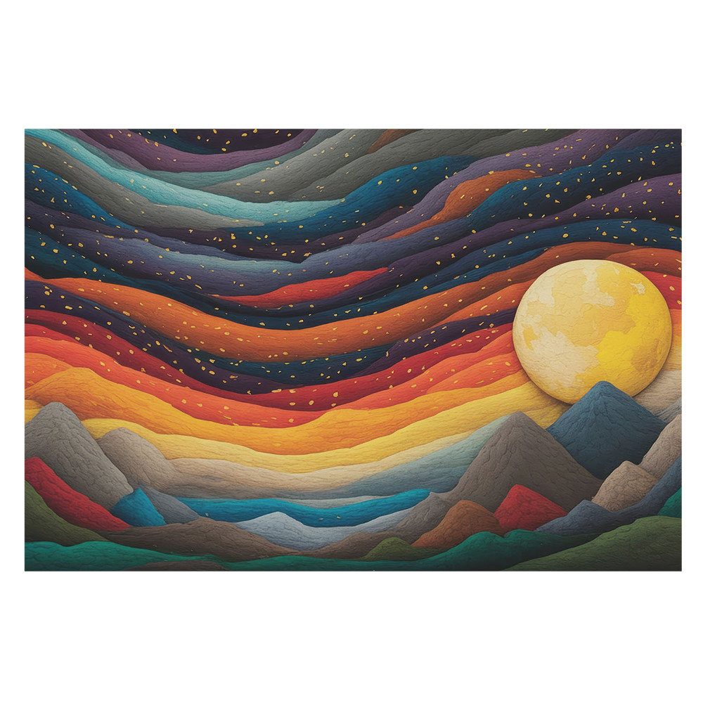 Peisaj montan abstract în nuanțe de noapte cosmică