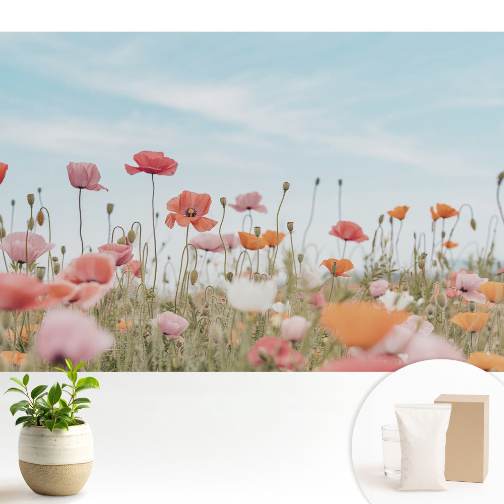 Maci colorați pe fundalul cerului albastru