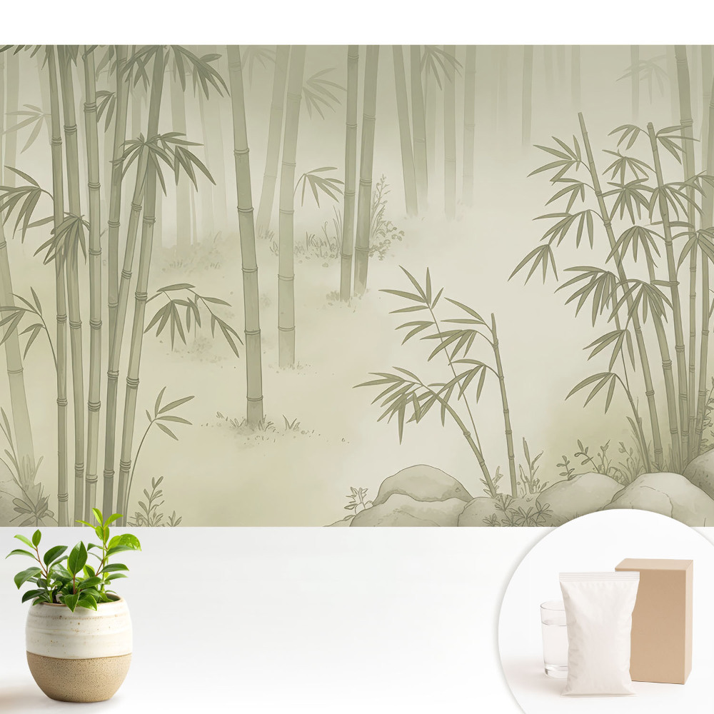 Pădure de bambus într-o ceață delicată