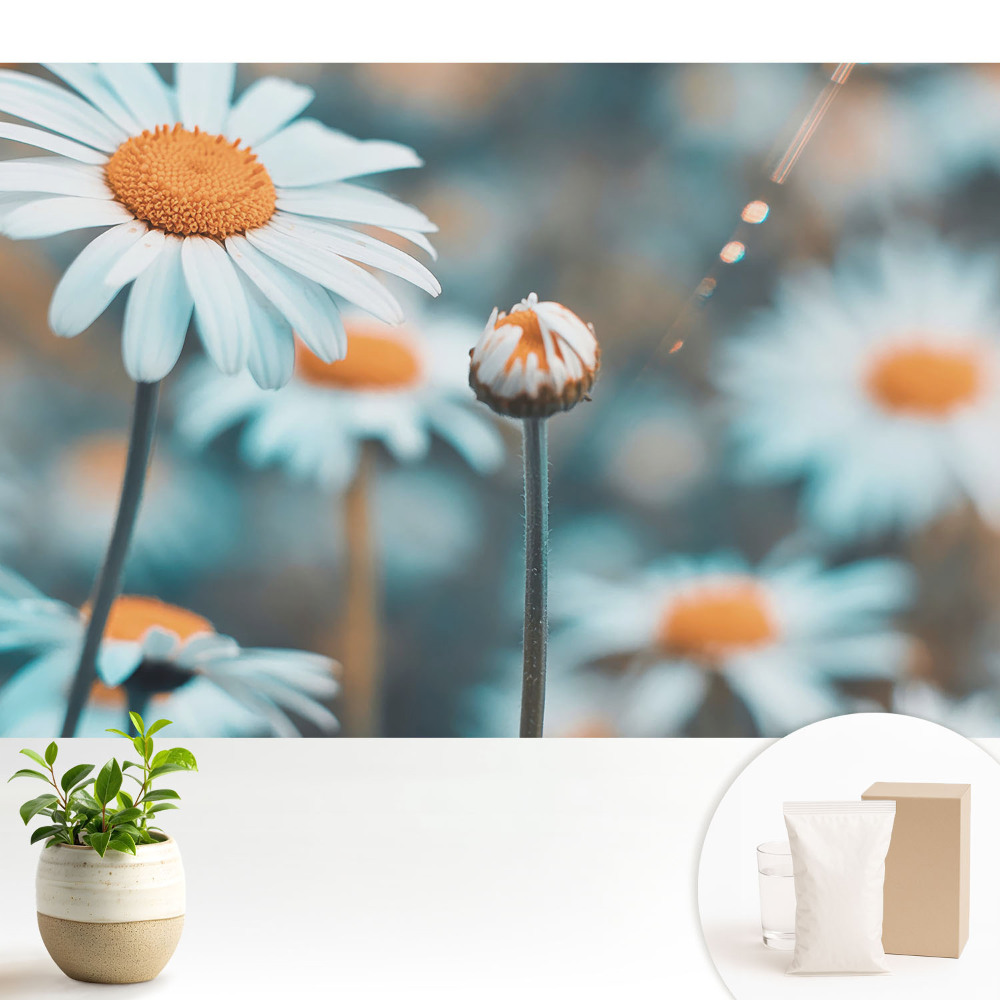 Florile subtile de mușețel evocă pace