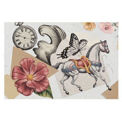 Model vintage cu cal și flori