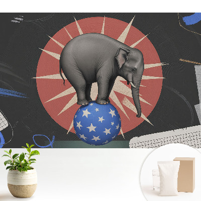 Elefant în stil retro pe o minge