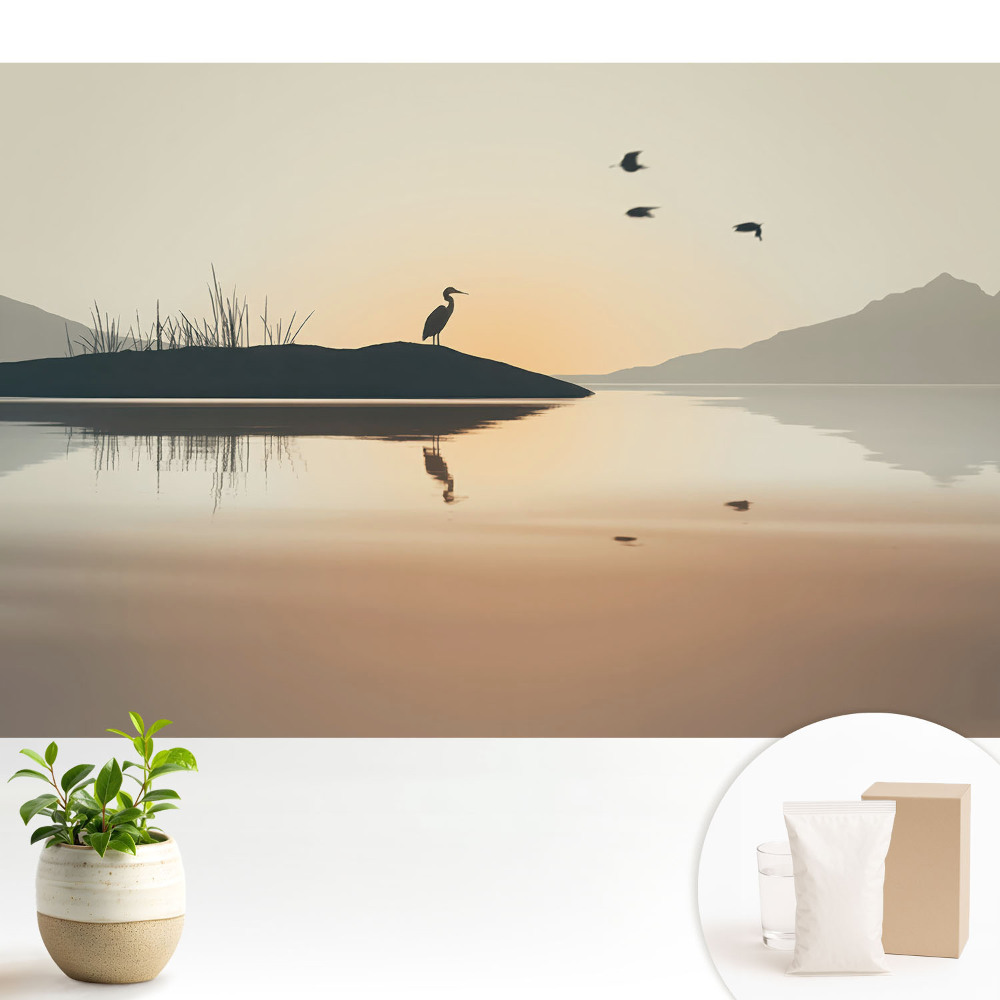 O dimineață liniștită lângă lac