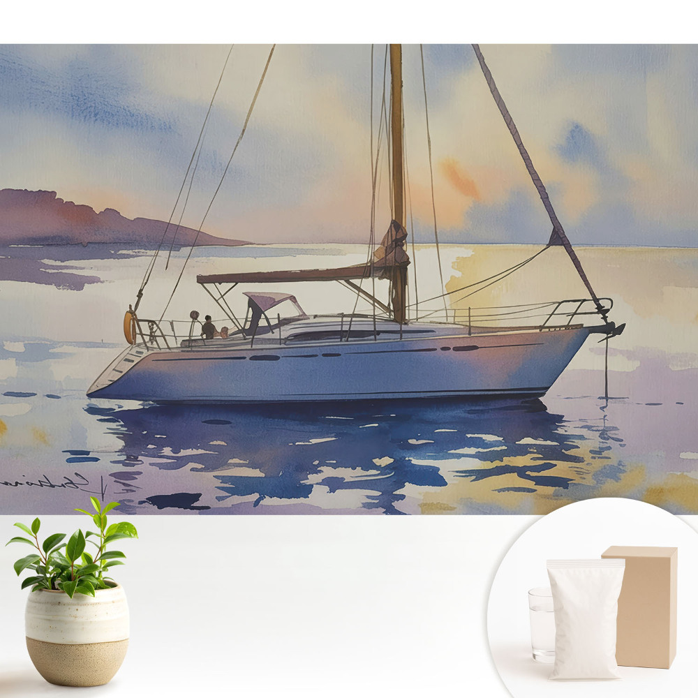 Iaht pe apă la apus