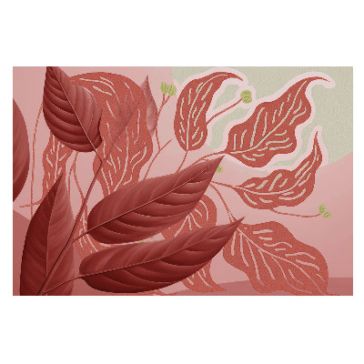 Frunze roșii pe fundal roz