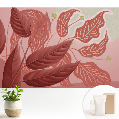 Frunze roșii pe un fundal roz