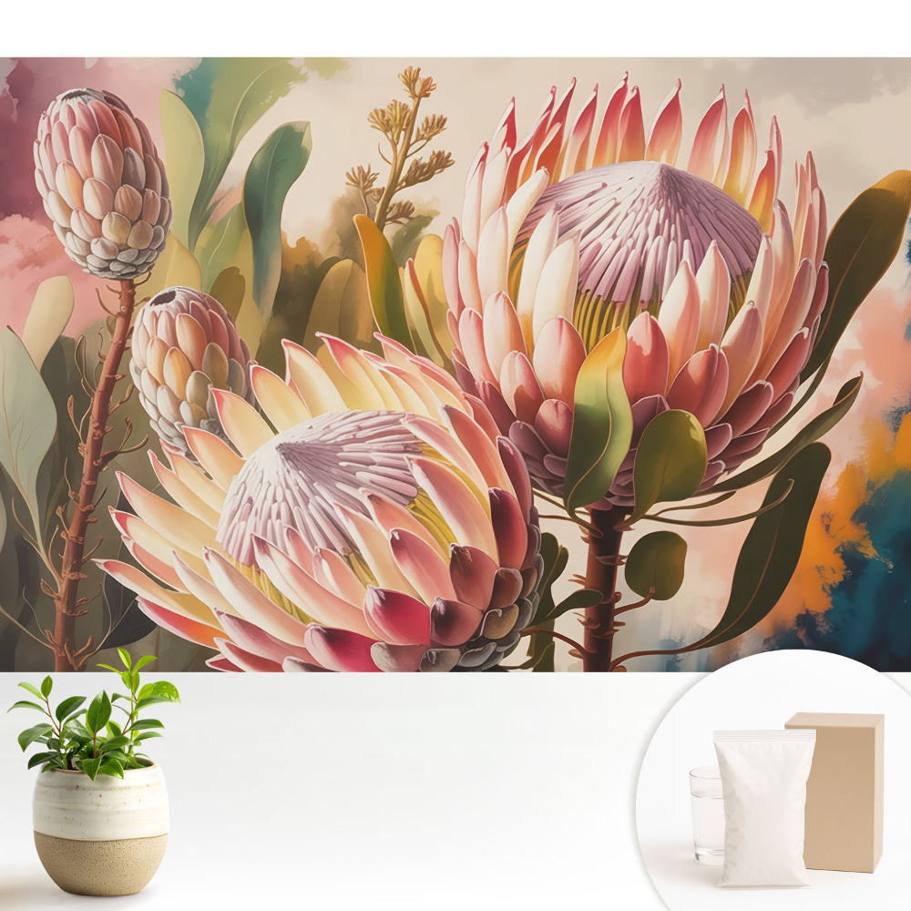 Flori de Protea în culori pastelate, eleganță