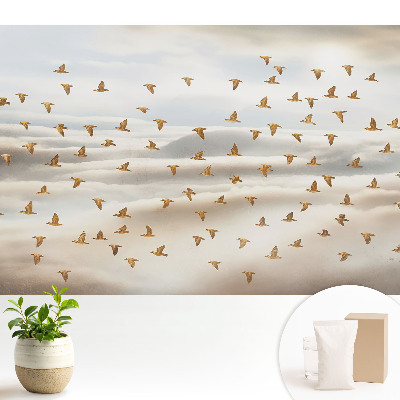 Păsări care zboară în nori