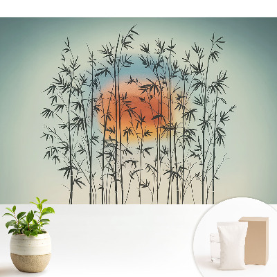 Apus de soare armonios cu lăstari de bambus