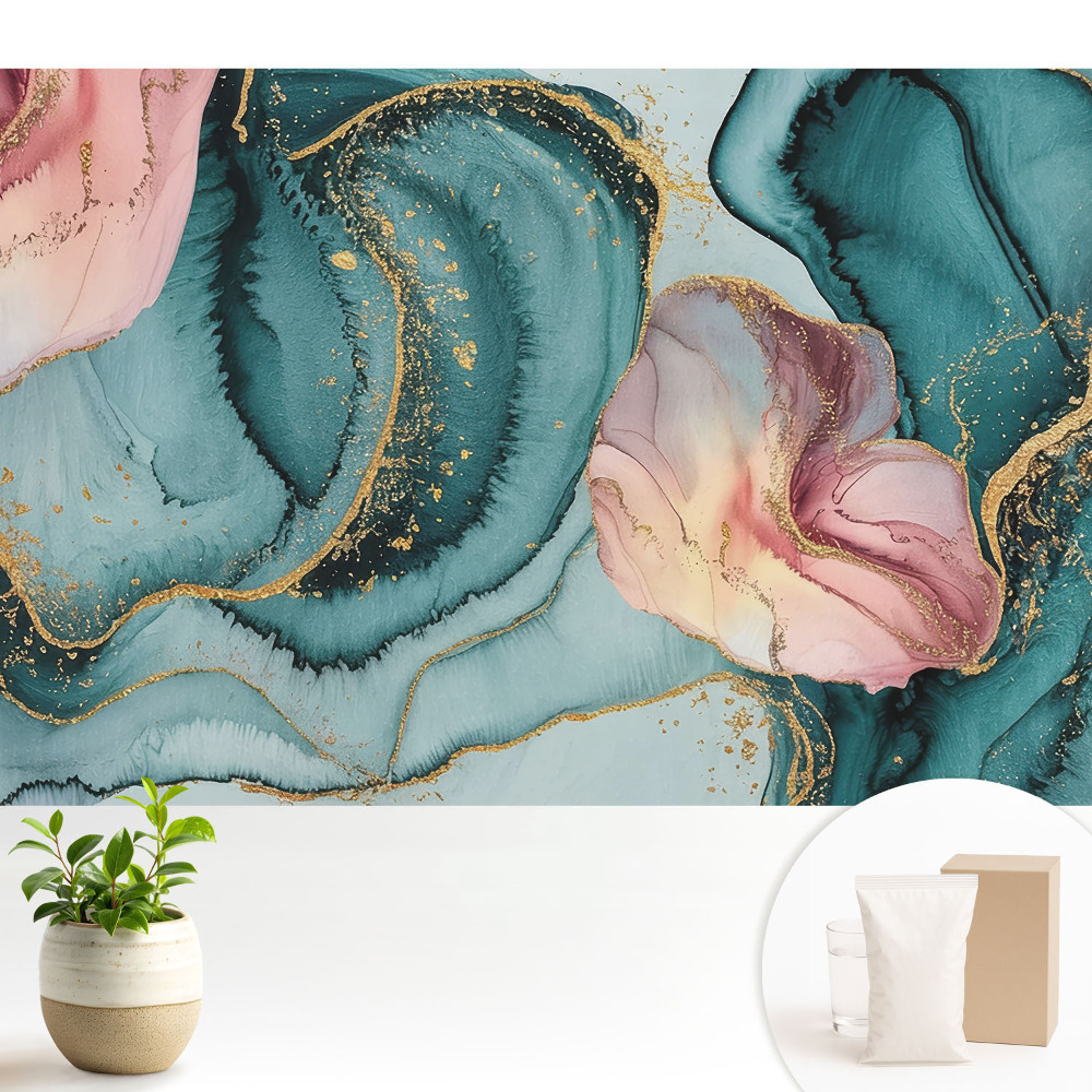 Valuri abstracte verzi și roz