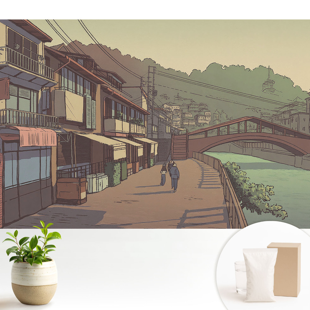 Podul și strada în culori pastelate