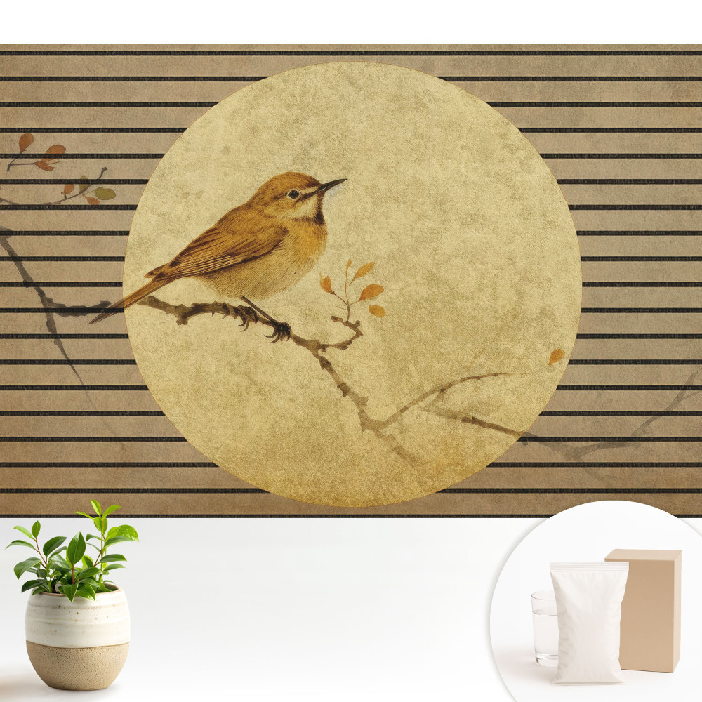 Pasăre pe o ramură armonie a naturii în stil japonez