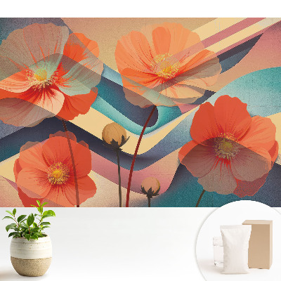 Forme abstracte cu flori portocalii