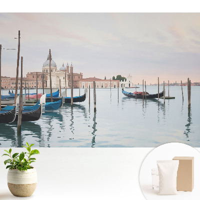 Lagună fermecătoare cu gondole în nuanțe pastelate