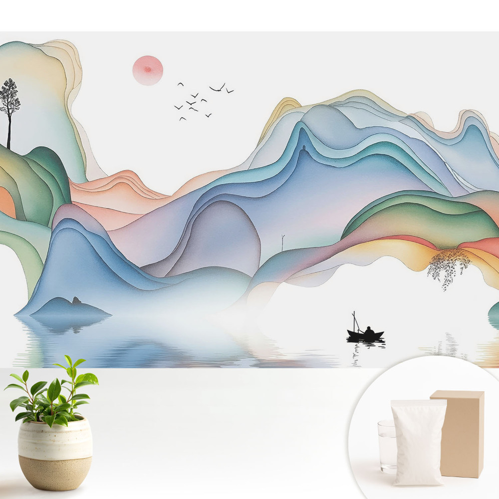 Peisaj pastelat cu munți ondulați