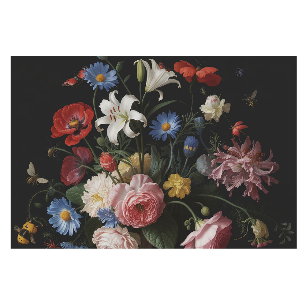 Buchet floral clasic cu decor de insecte