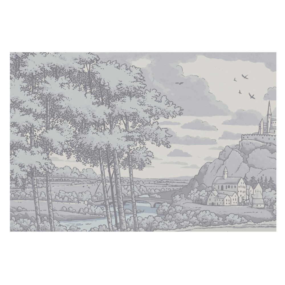 Castel vechi într-o pădure lângă râu — ilustrație clasică