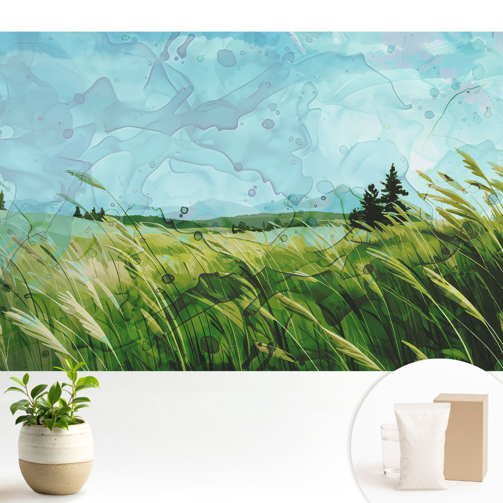 Pajiște rustică în acuarelă