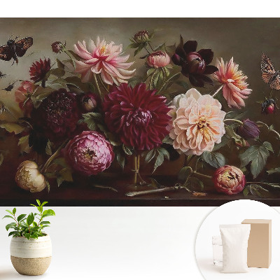 Flori și fluturi într-un buchet clasic