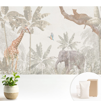 Faună și floră exotică în tonuri pastelate