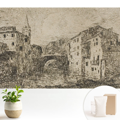 Clădiri clasice lângă pod și râu