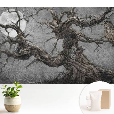 Peisaj magic de noapte cu bufnițe