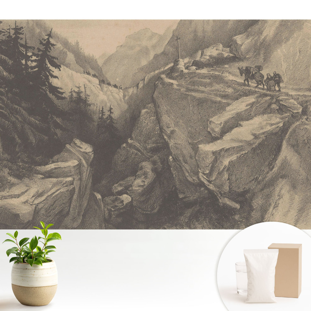 Peisaj montan cu călători