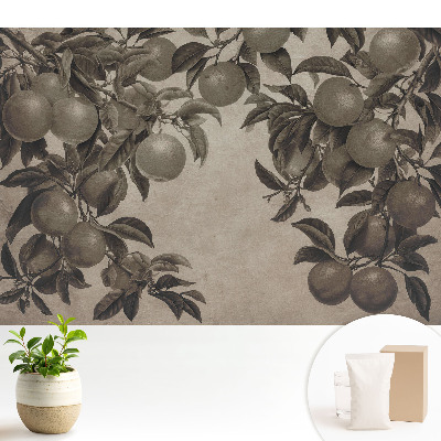 Frunze de fructe în stil retro, monocrom vintage