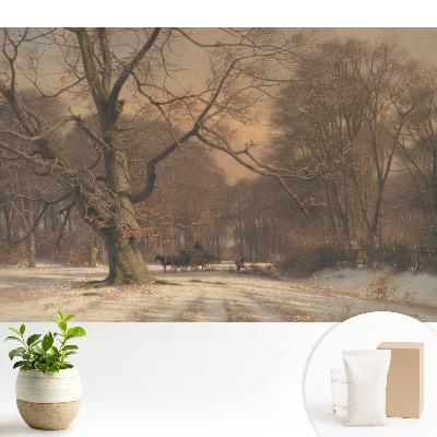 Pădure de iarnă cu tema păcii și a naturii