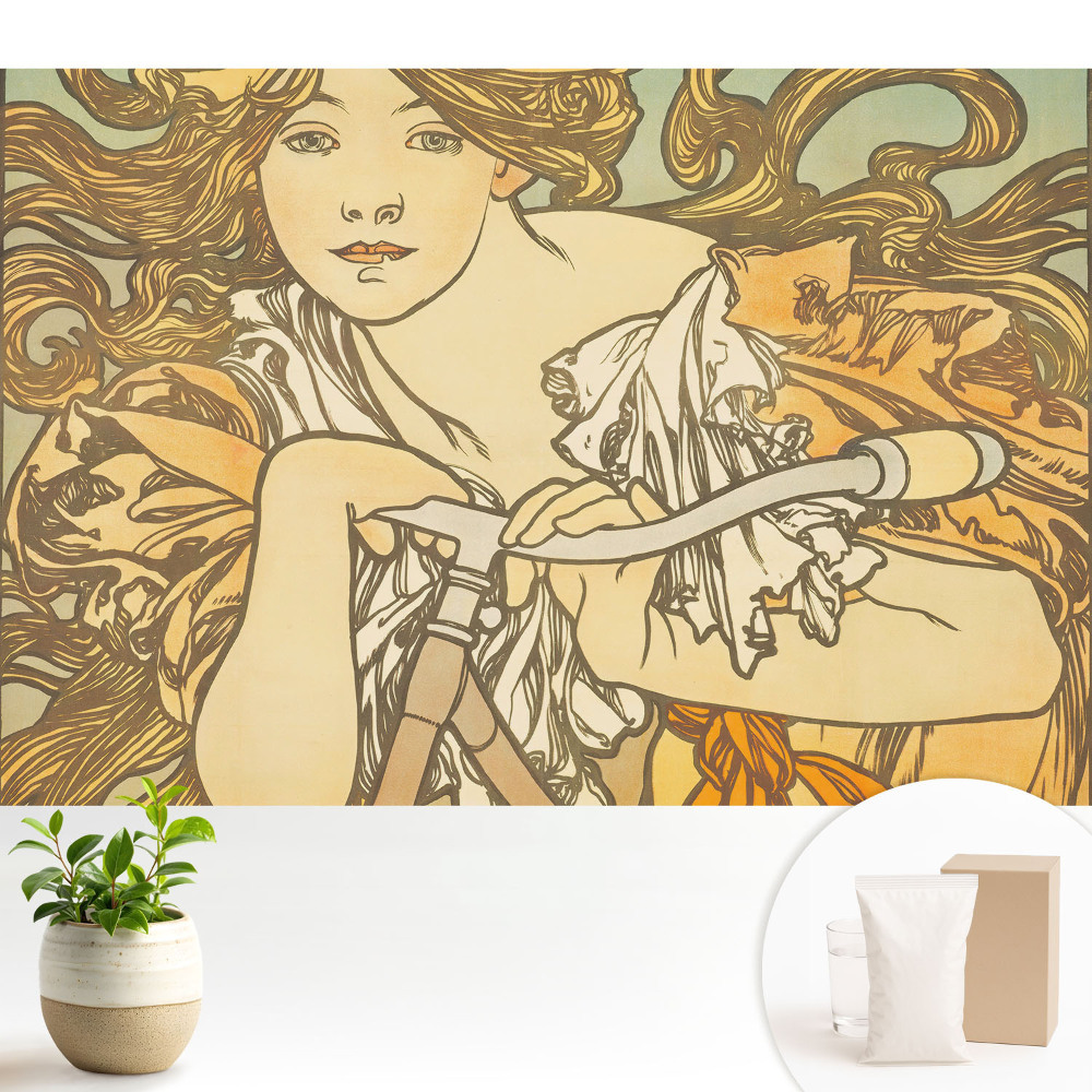 Femeie pe bicicletă în stil Art Nouveau