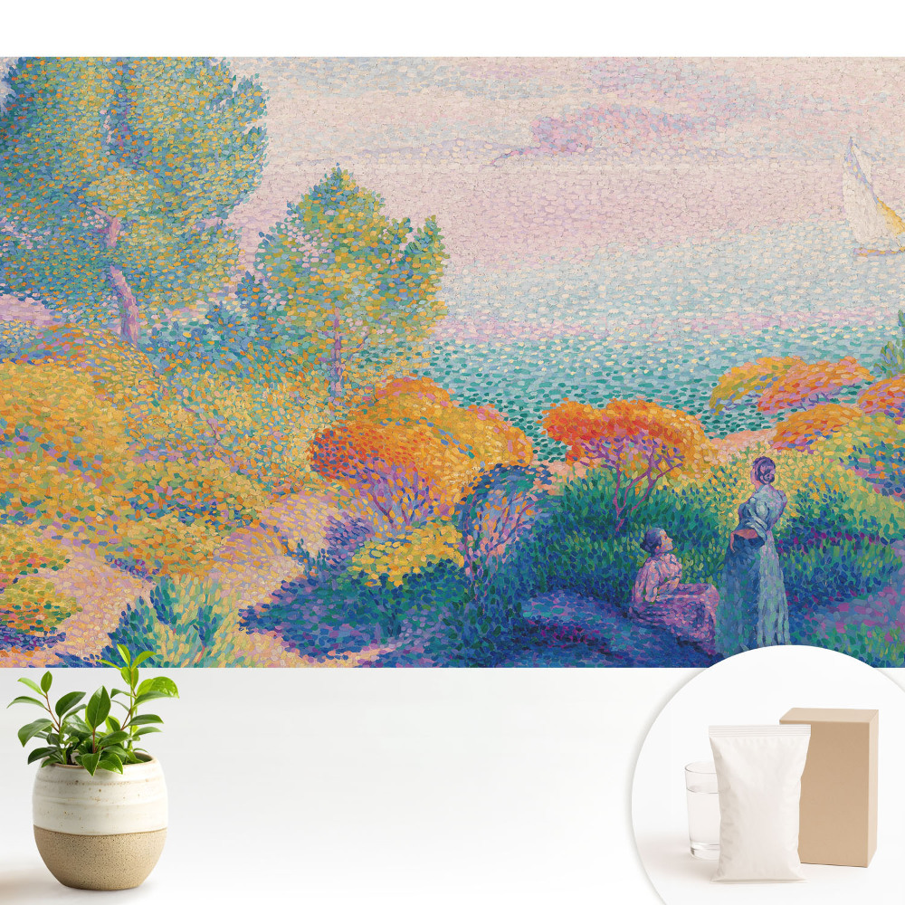 Scenă impresionistă de pe litoral în culori palide