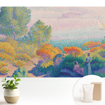 Scenă impresionistă de pe litoral în culori palide