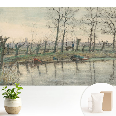 Peisaj cu un râu și o alee de copaci